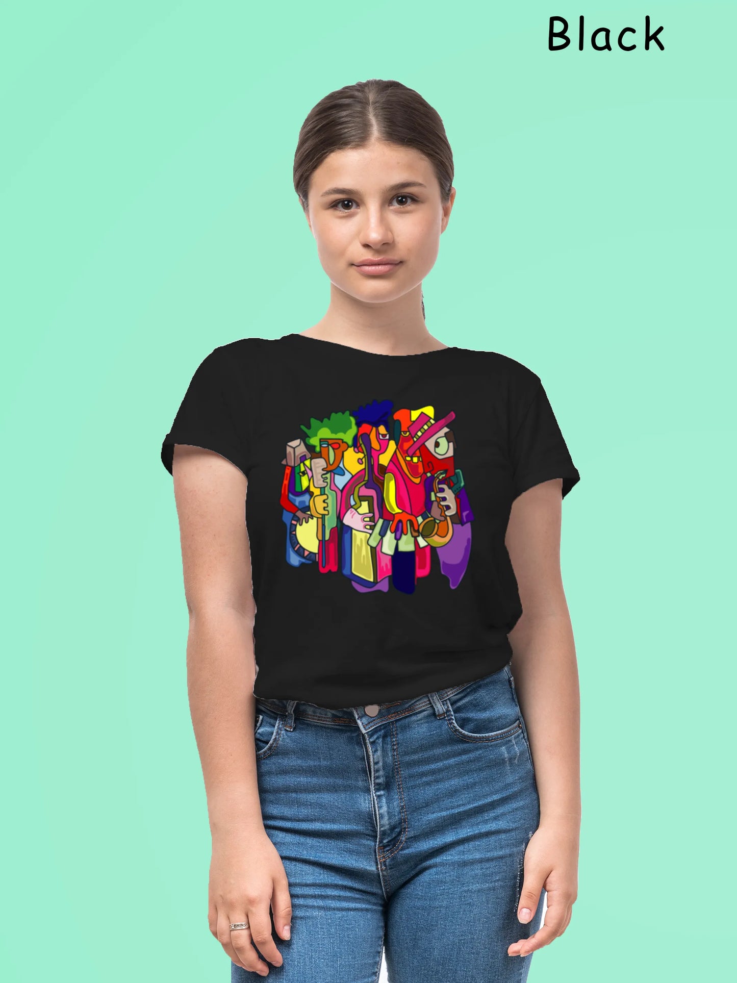 "Harmony in Abstraction: A Colourful Vector Illustration of Musical Fusion" Unisex Regular T-Shirt