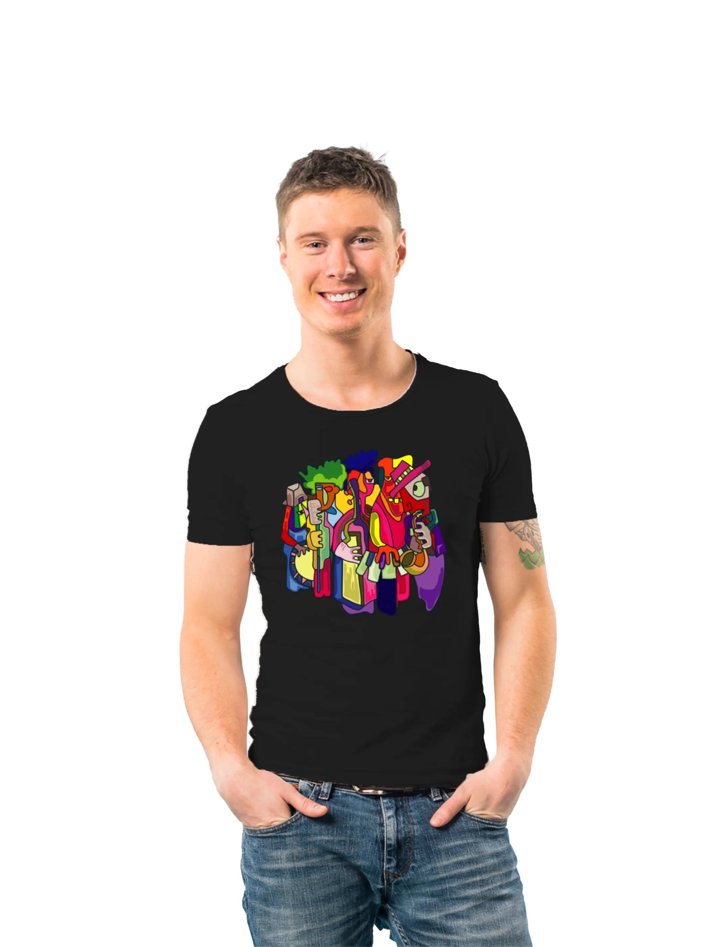 "Harmony in Abstraction: A Colourful Vector Illustration of Musical Fusion" Unisex Regular T-Shirt