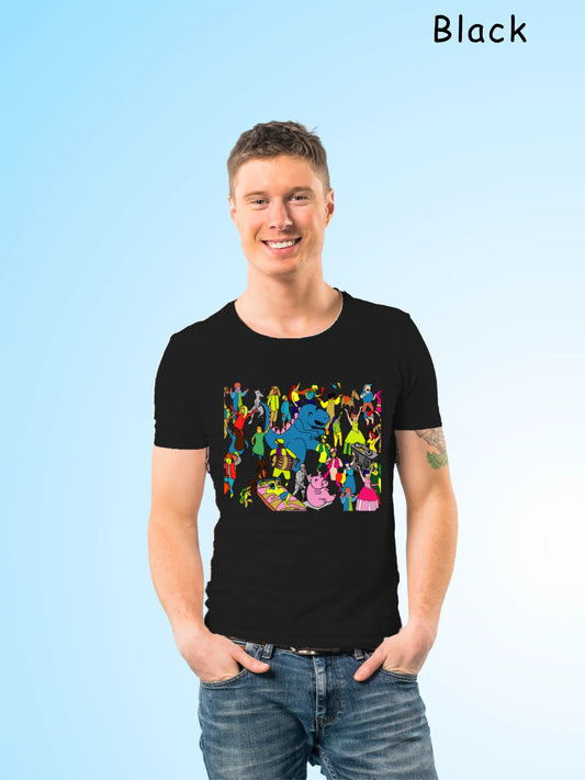 "Celebrating Diversity: A colourful Carnival of people and Animals" Unisex Regular T-Shirt