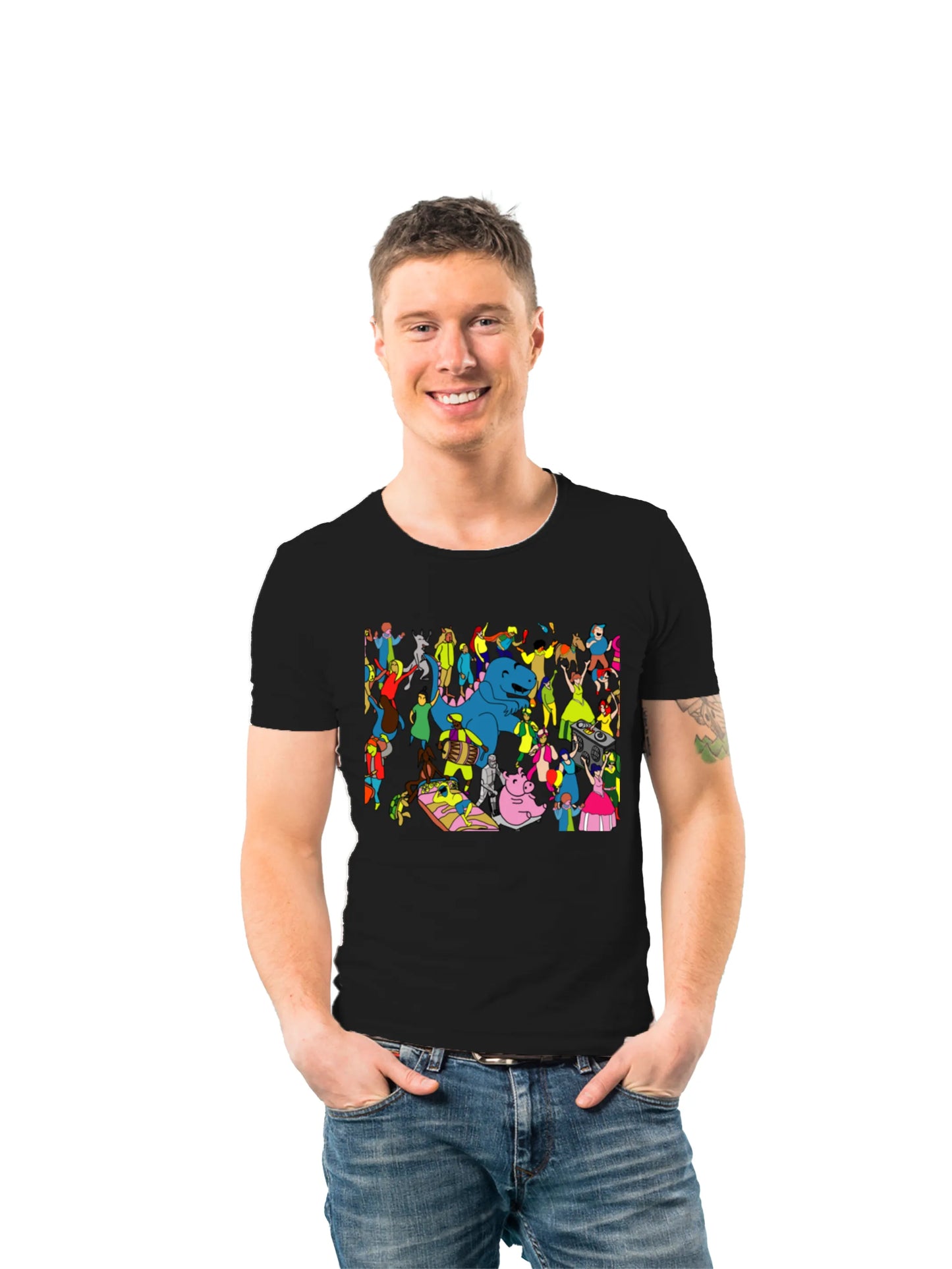 "Celebrating Diversity: A colourful Carnival of people and Animals" Unisex Regular T-Shirt