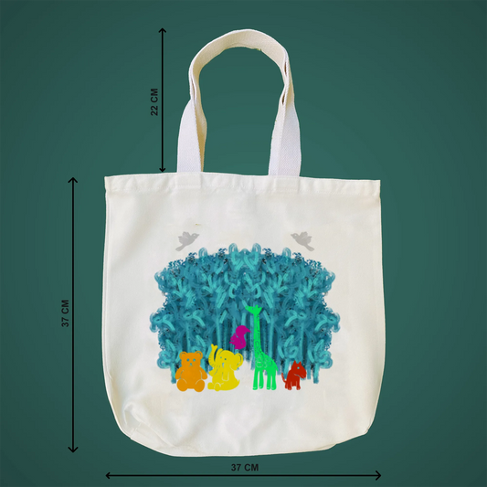 "A Rainbow Jungle" Artistic Tote Bag