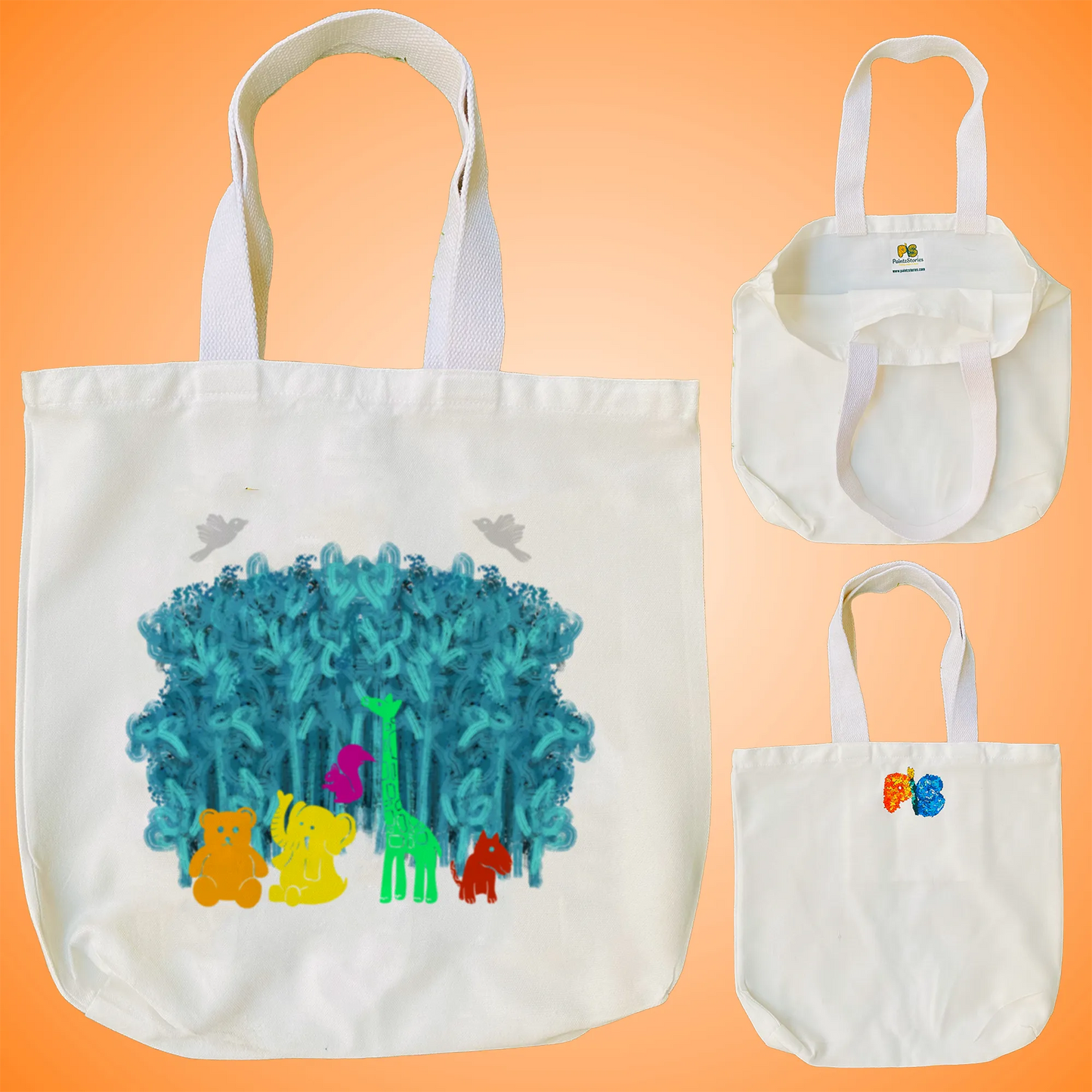 "A Rainbow Jungle" Artistic Tote Bag