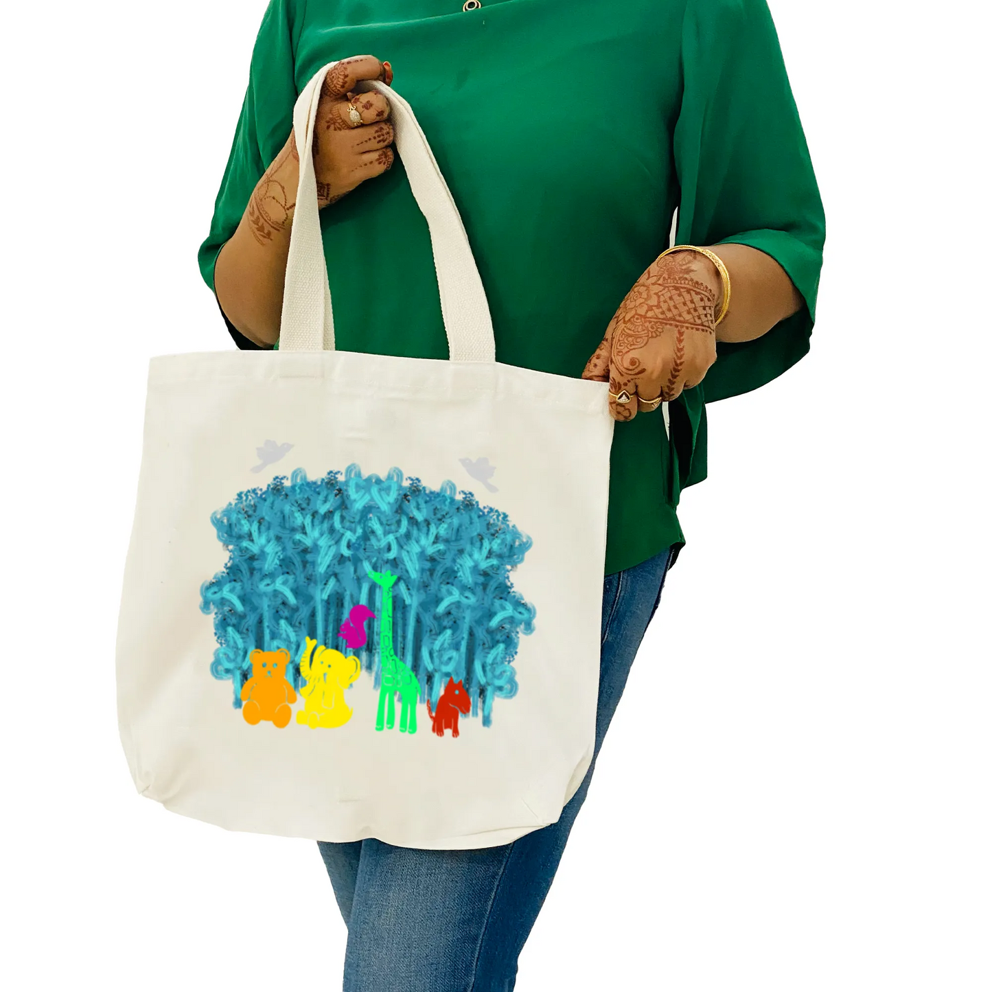 "A Rainbow Jungle" Artistic Tote Bag