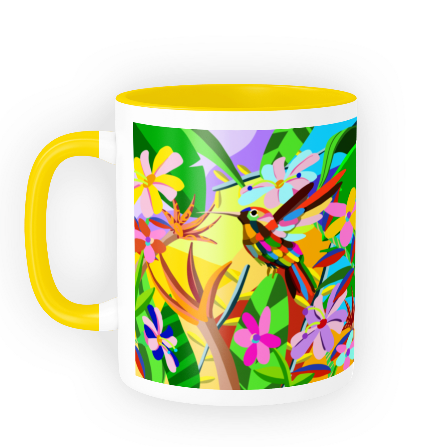 PAINTZSTORIES A Vibrant Bird Artistic Ceramic Coffee Mug with Digital Print by Global Artists | Durable Ceramic Cup for Coffee, Tea & Cold Beverages | Printed Mug for Birthday Gift | 350ml