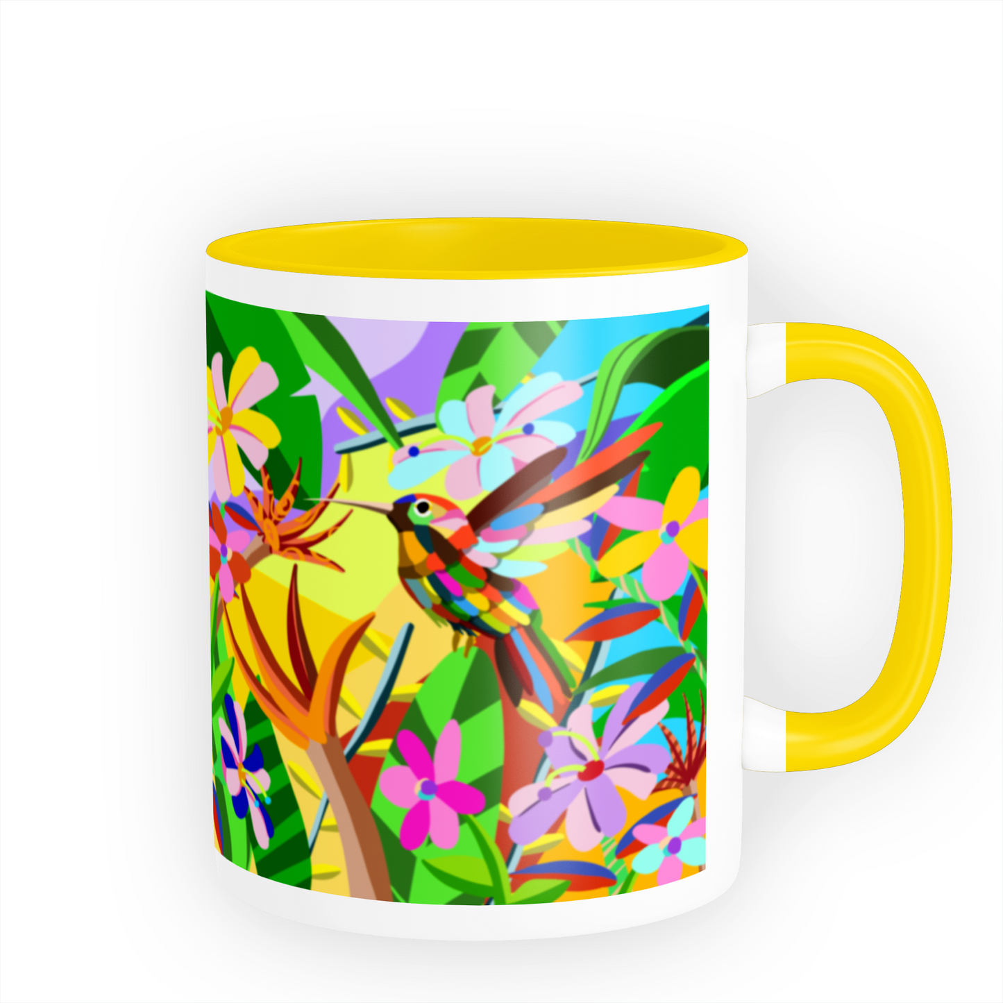 PAINTZSTORIES A Vibrant Bird Artistic Ceramic Coffee Mug with Digital Print by Global Artists | Durable Ceramic Cup for Coffee, Tea & Cold Beverages | Printed Mug for Birthday Gift | 350ml