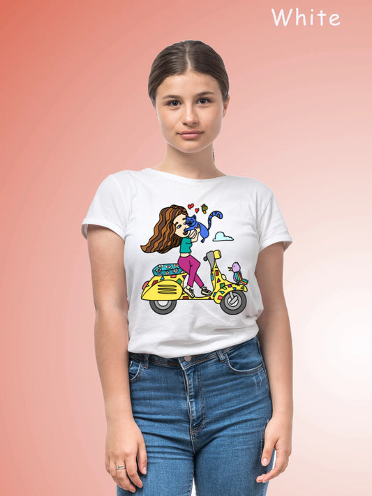 "A girl on scooter" Unisex Regular T-Shirt