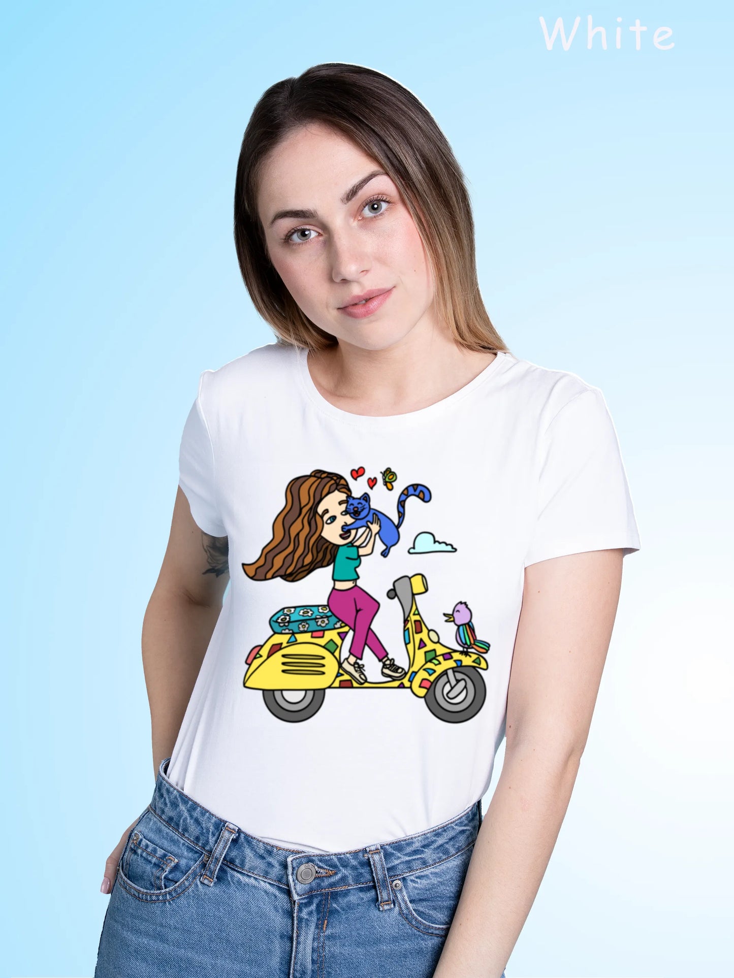 "A girl on scooter" Unisex Regular T-Shirt