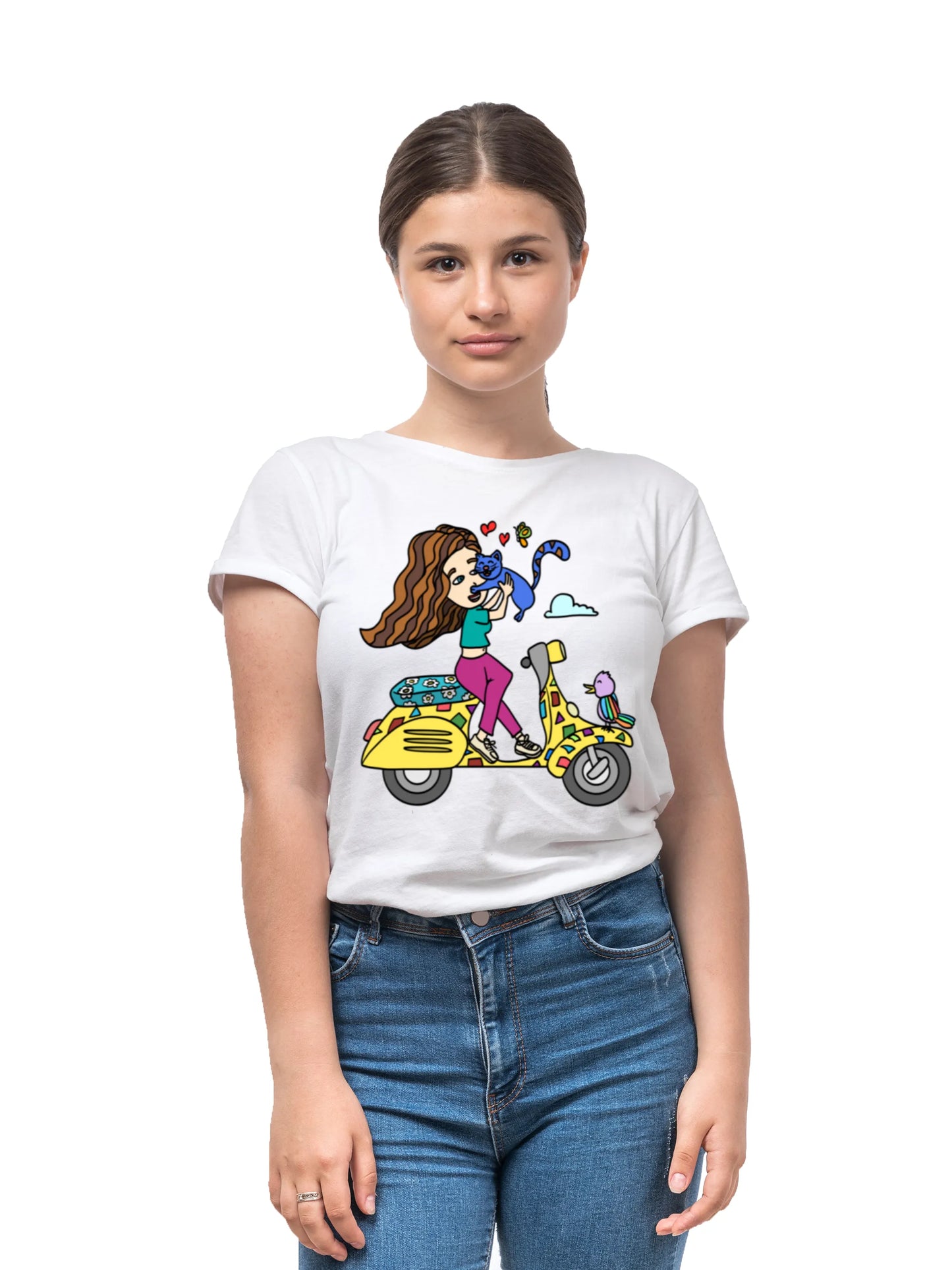 "A girl on scooter" Unisex Regular T-Shirt