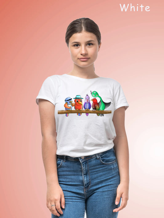 "Five colourful Birds" Unisex Regular T-Shirt