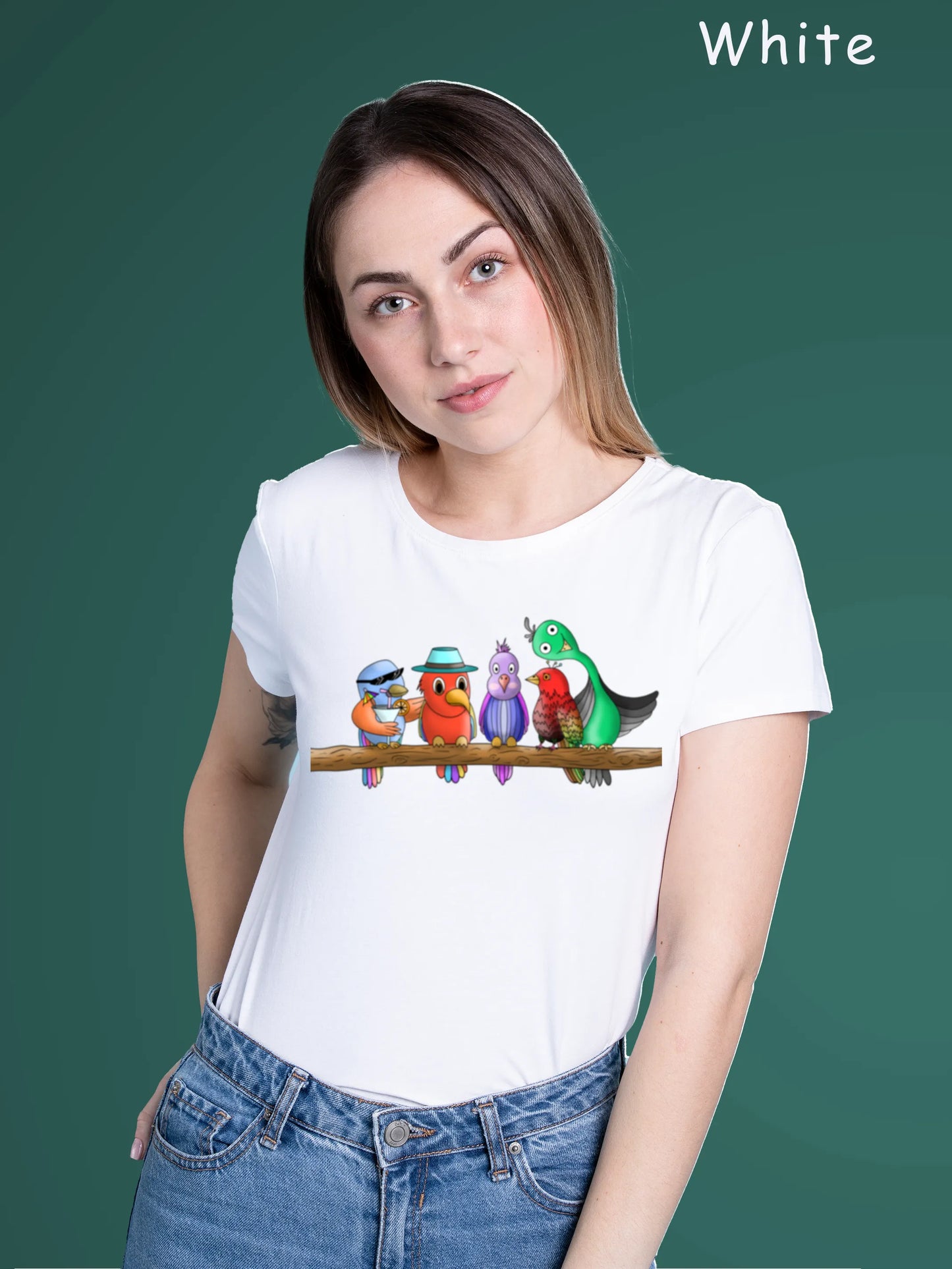 "Five colourful Birds" Unisex Regular T-Shirt