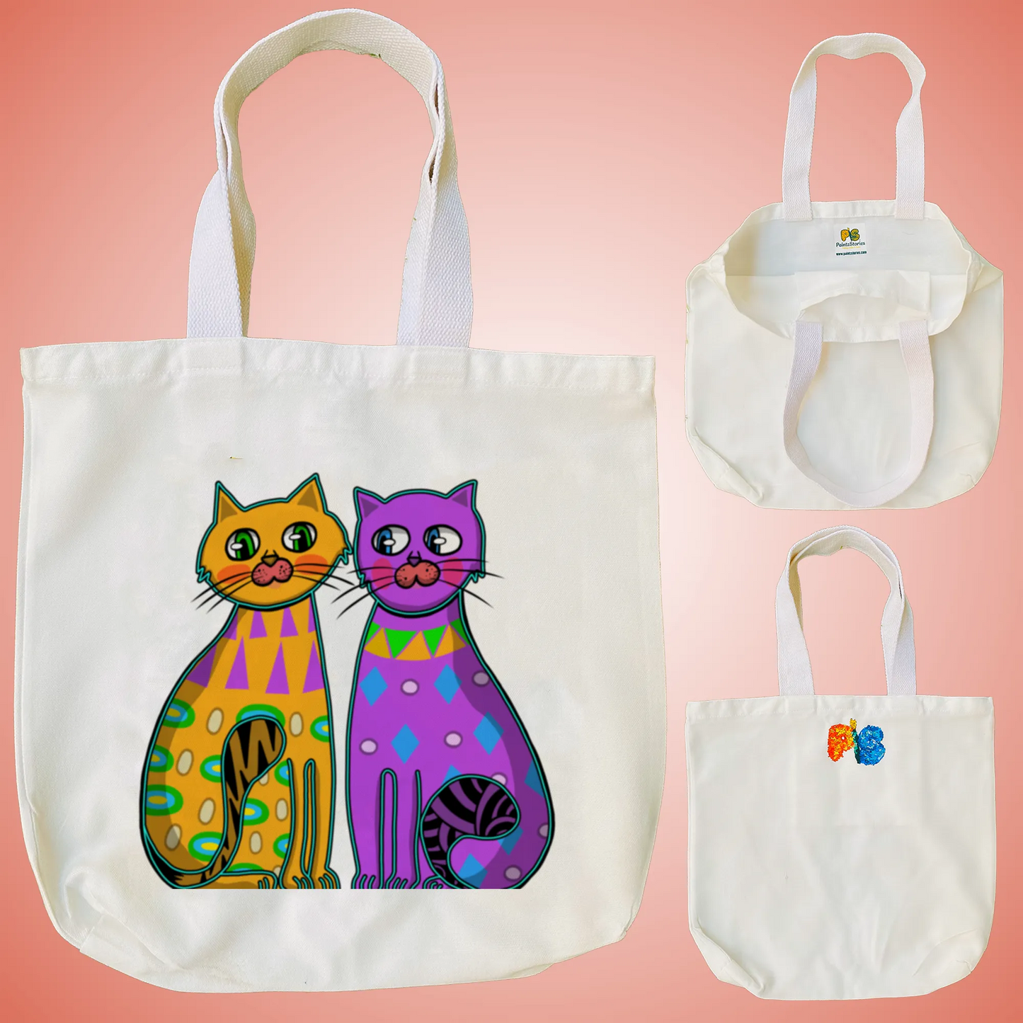 "Two fancy cats" Artistic Tote Bag