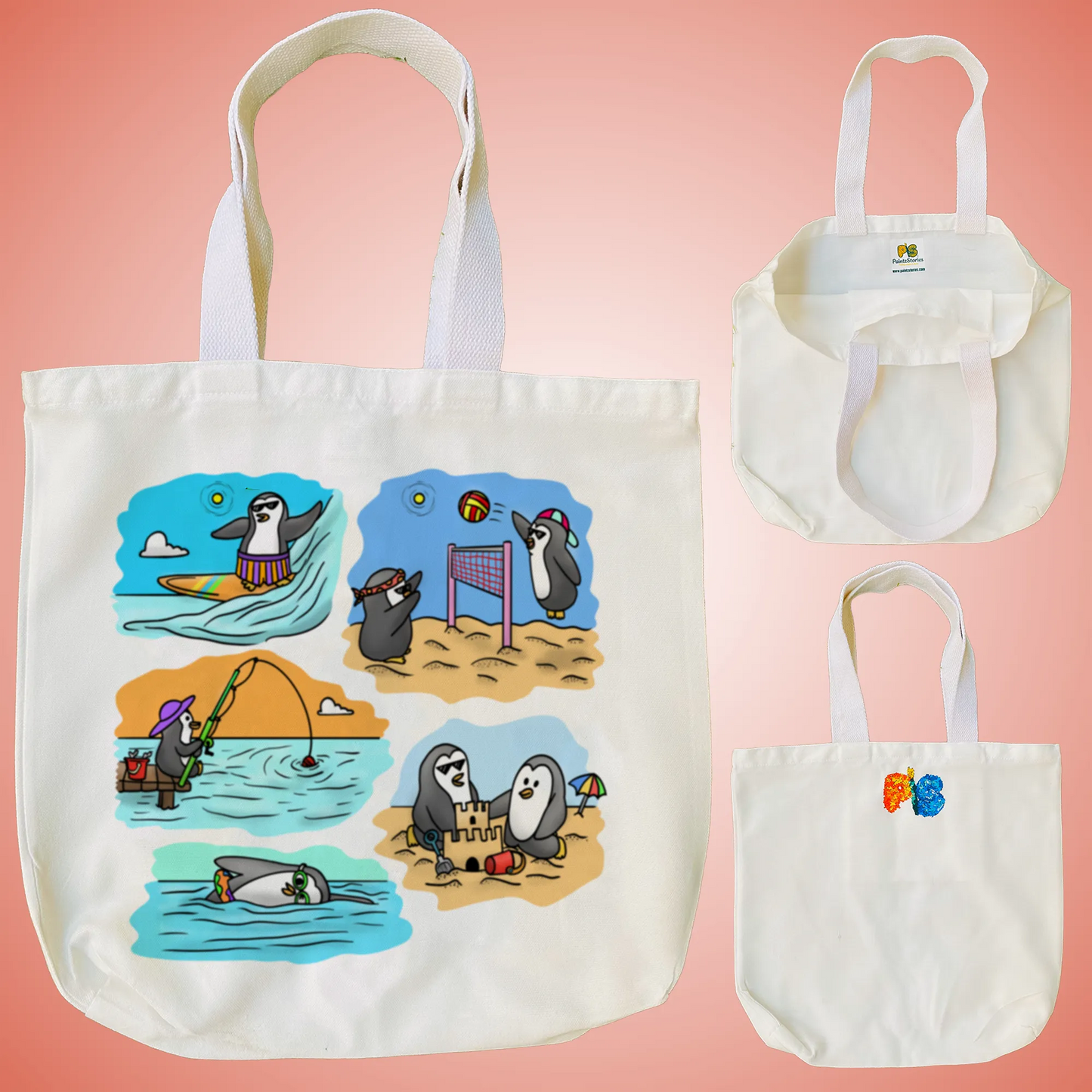 "Two adventurous penguins " Artistic Tote Bag