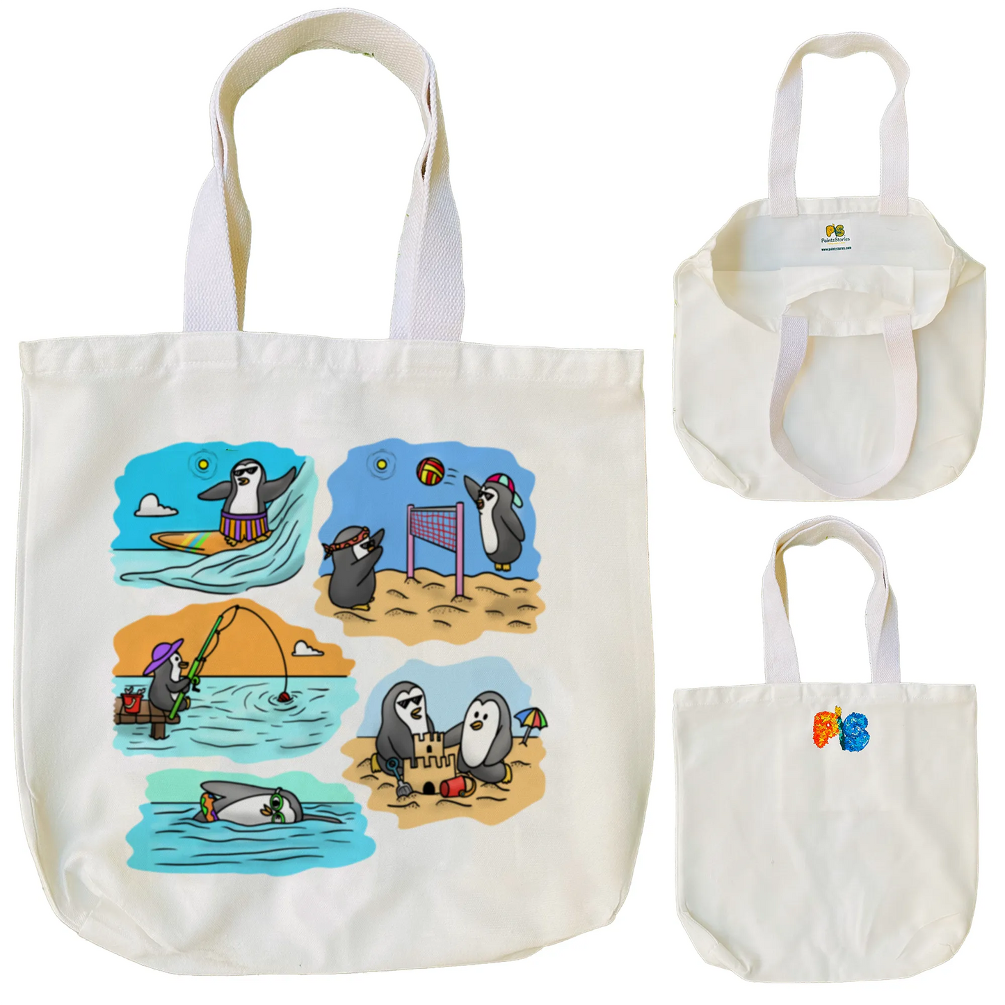 "Two adventurous penguins " Artistic Tote Bag