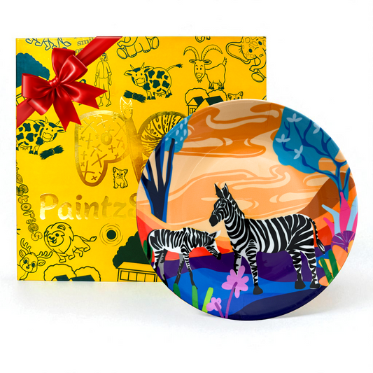 PAINTZSTORIES Decorative Wall Plate for Home Decoration | Ceramic Wall Art Plate | Wall Decor items for Living Room & Bedroom | Handmade Artwork Serenity Stripes | Gift for house | 10 INCH