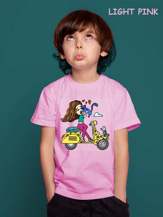 "A girl on scooter" Unisex Regular Kid's T-Shirt