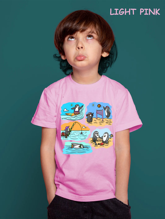 "Two adventurous penguins" Unisex Regular Kid's T-Shirt