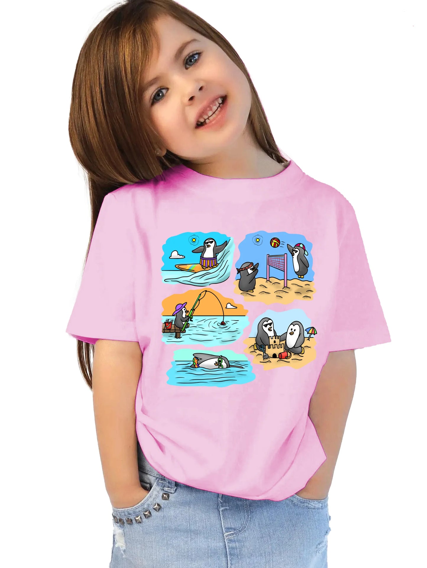"Two adventurous penguins" Unisex Regular Kid's T-Shirt