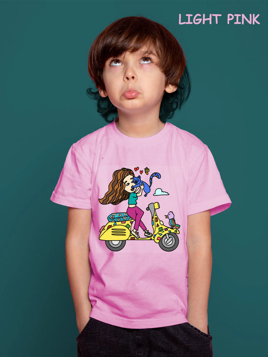 "A girl on scooter" Unisex Regular Kid's T-Shirt