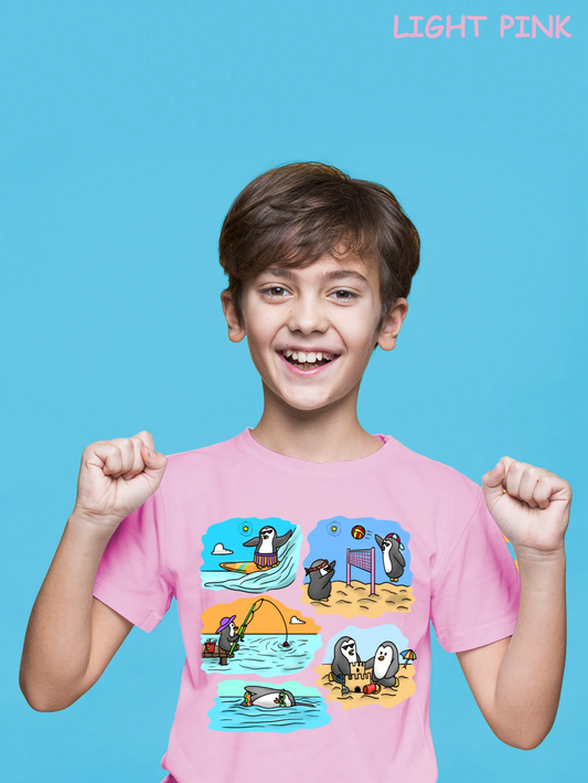 "Two adventurous penguins" Unisex Regular Kid's T-Shirt