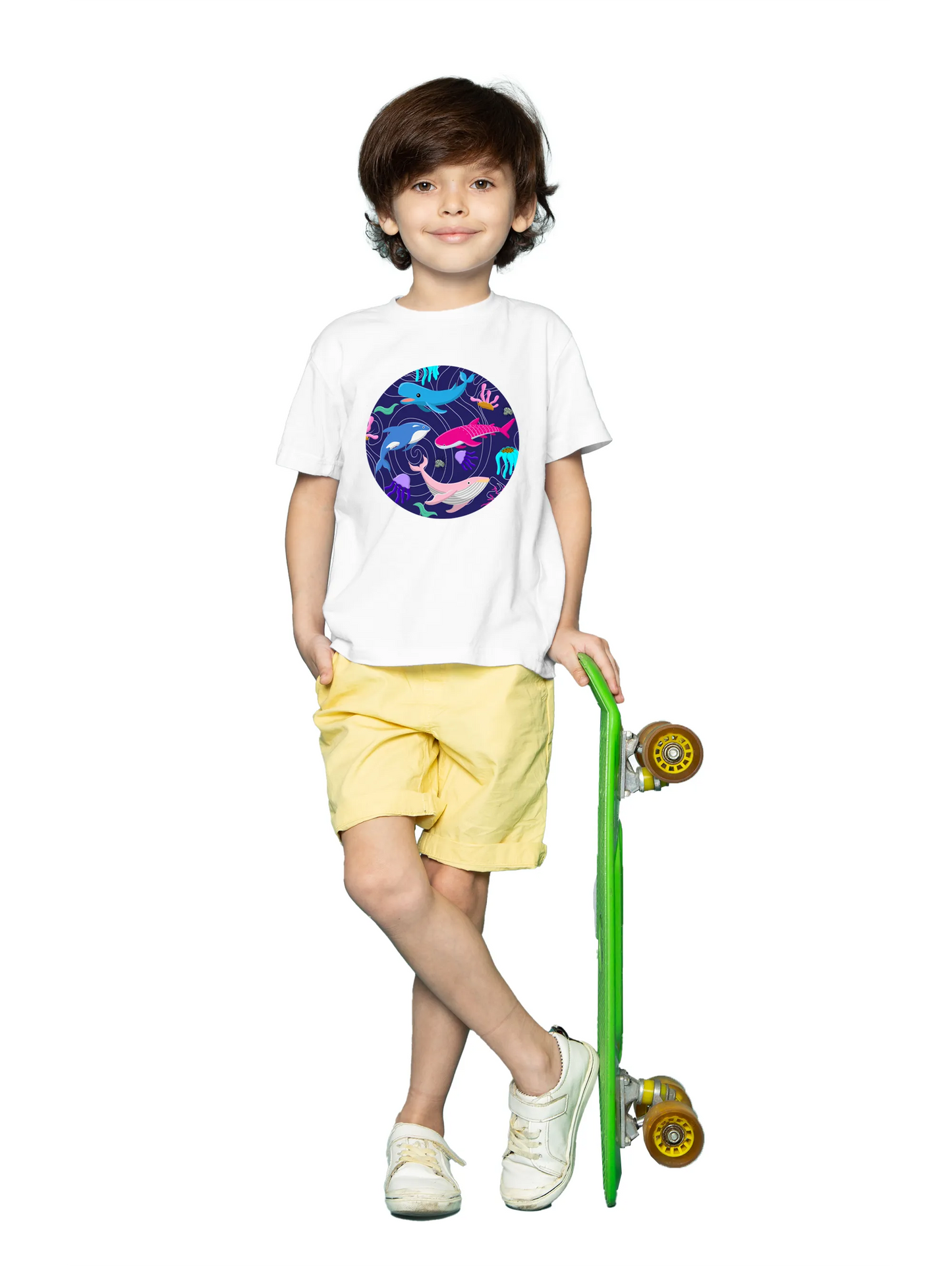 "A group of four unique whales"Unisex Regular Kid's T-Shirt