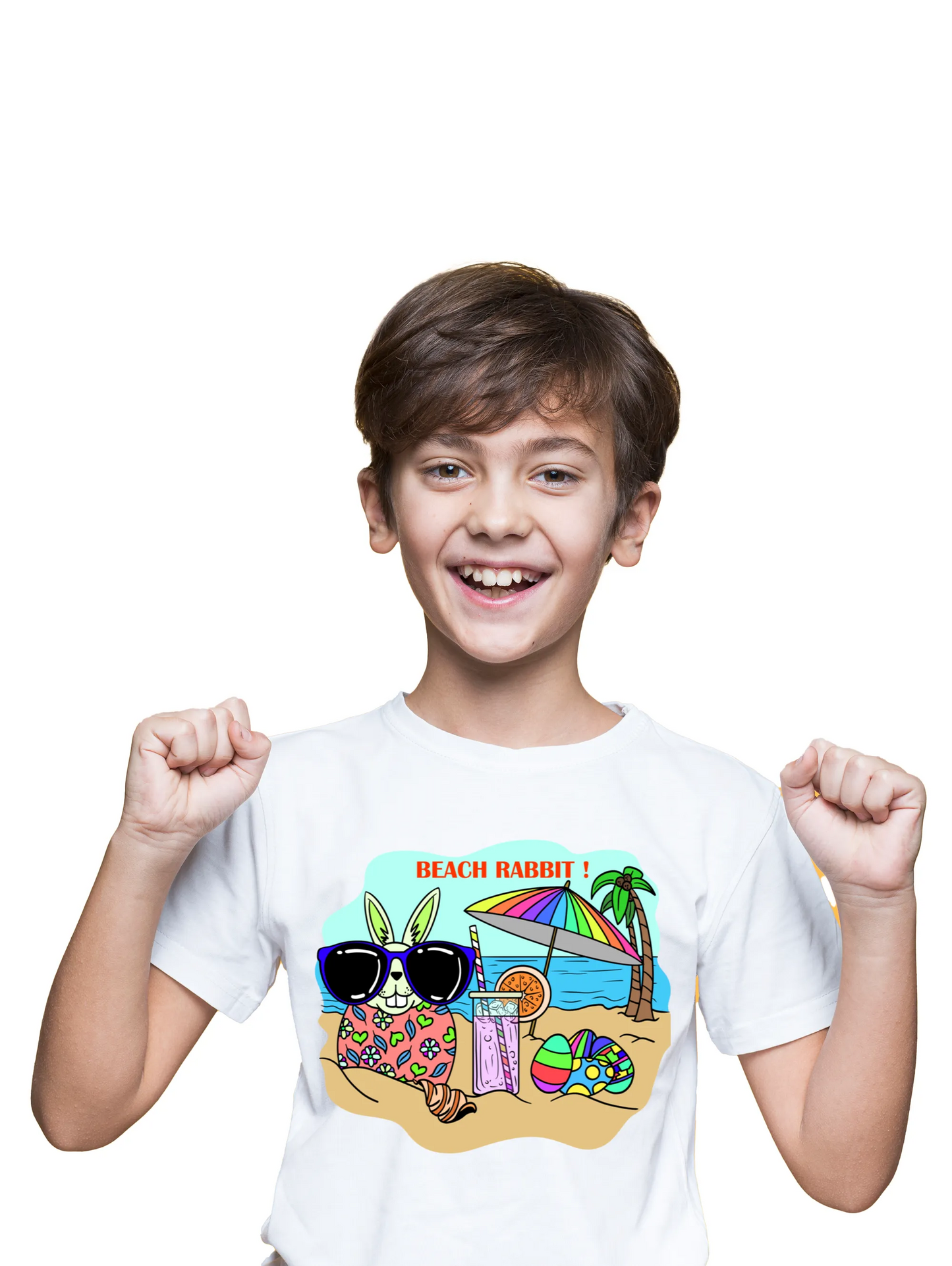"Beach Rabbit With Easter Eggs"Unisex Regular Kid's T-Shirt