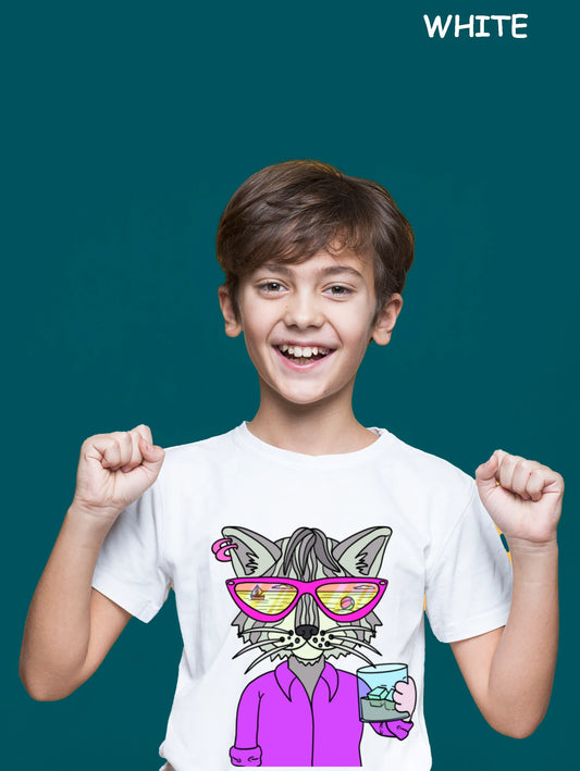 "Cool Cat On The Beach" Unisex Regular Kid's T-Shirt