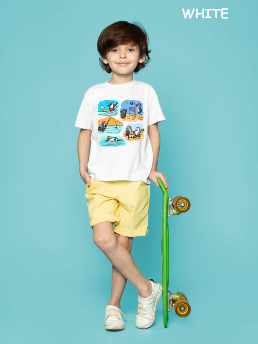 "Two adventurous penguins "Unisex Regular Kid's T-Shirt