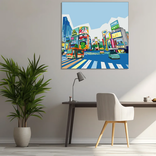 "Shibuya Harmony: Capturing the Bustle of the Famous Crossing" Canvas Print I Wall Décor I Art work I 2 Feet *2 Feet I Art on Wall I Authentic Art I