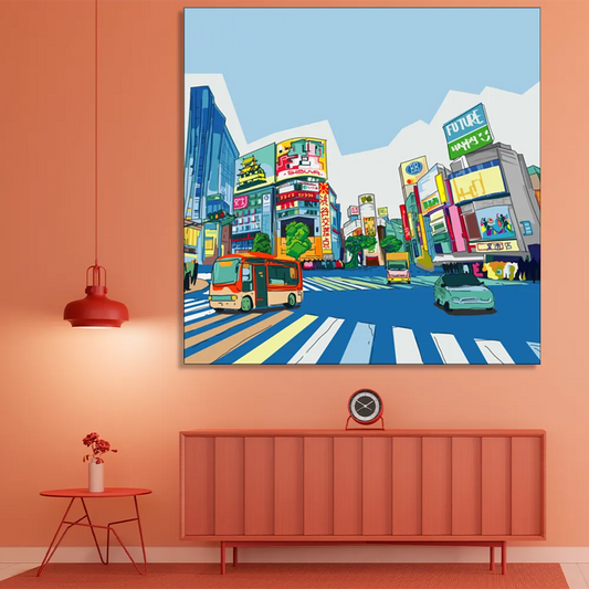 "Shibuya Harmony: Capturing the Bustle of the Famous Crossing" Canvas Print I Wall Décor I Art work I 2 Feet *2 Feet I Art on Wall I Authentic Art I