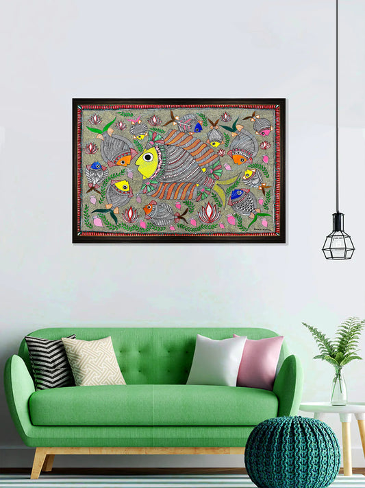 Pond full of fishes in the Mithila region