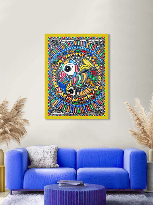 A pair of peacock and fish