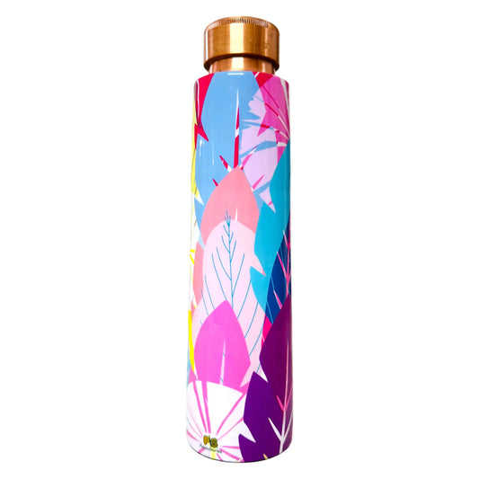 PAINTZSTORIES Cycle of Seasons Meena Print Copper Water Bottle | Handcrafted Tamba Bottle | Premium Copper Water Bottle for Home Décor, Office, Travel & Gifting | 900 ml
