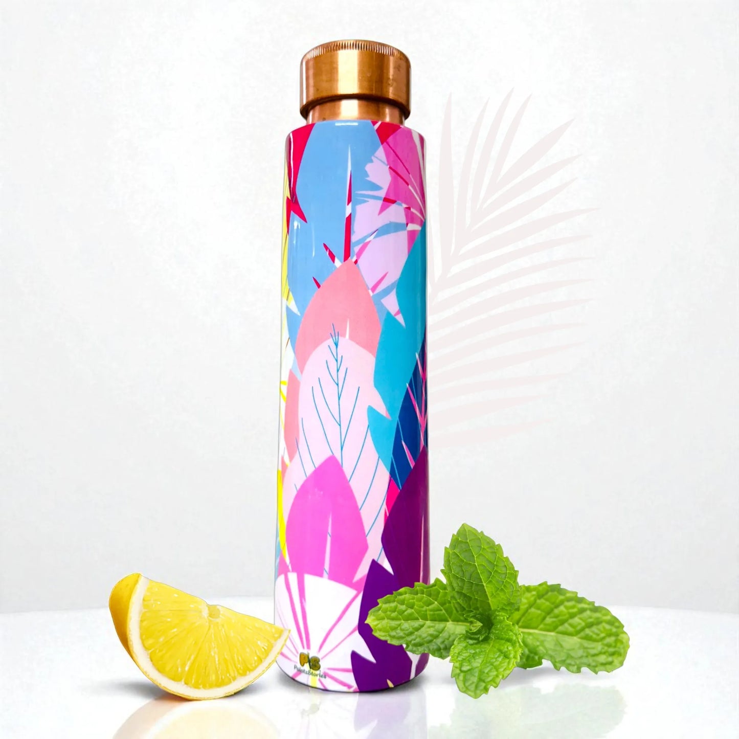 PAINTZSTORIES Cycle of Seasons Meena Print Copper Water Bottle | Handcrafted Tamba Bottle | Premium Copper Water Bottle for Home Décor, Office, Travel & Gifting | 900 ml