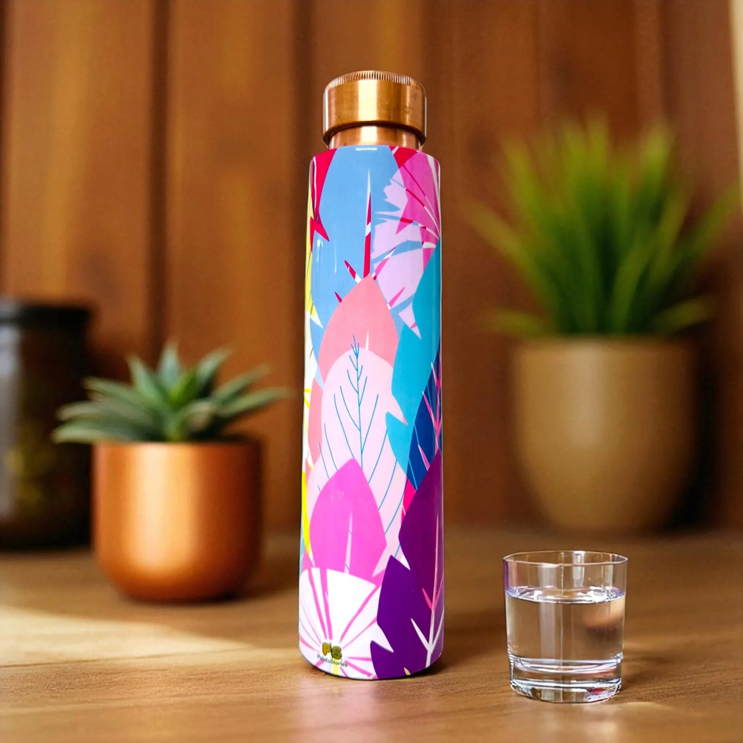 PAINTZSTORIES Cycle of Seasons Meena Print Copper Water Bottle | Handcrafted Tamba Bottle | Premium Copper Water Bottle for Home Décor, Office, Travel & Gifting | 900 ml