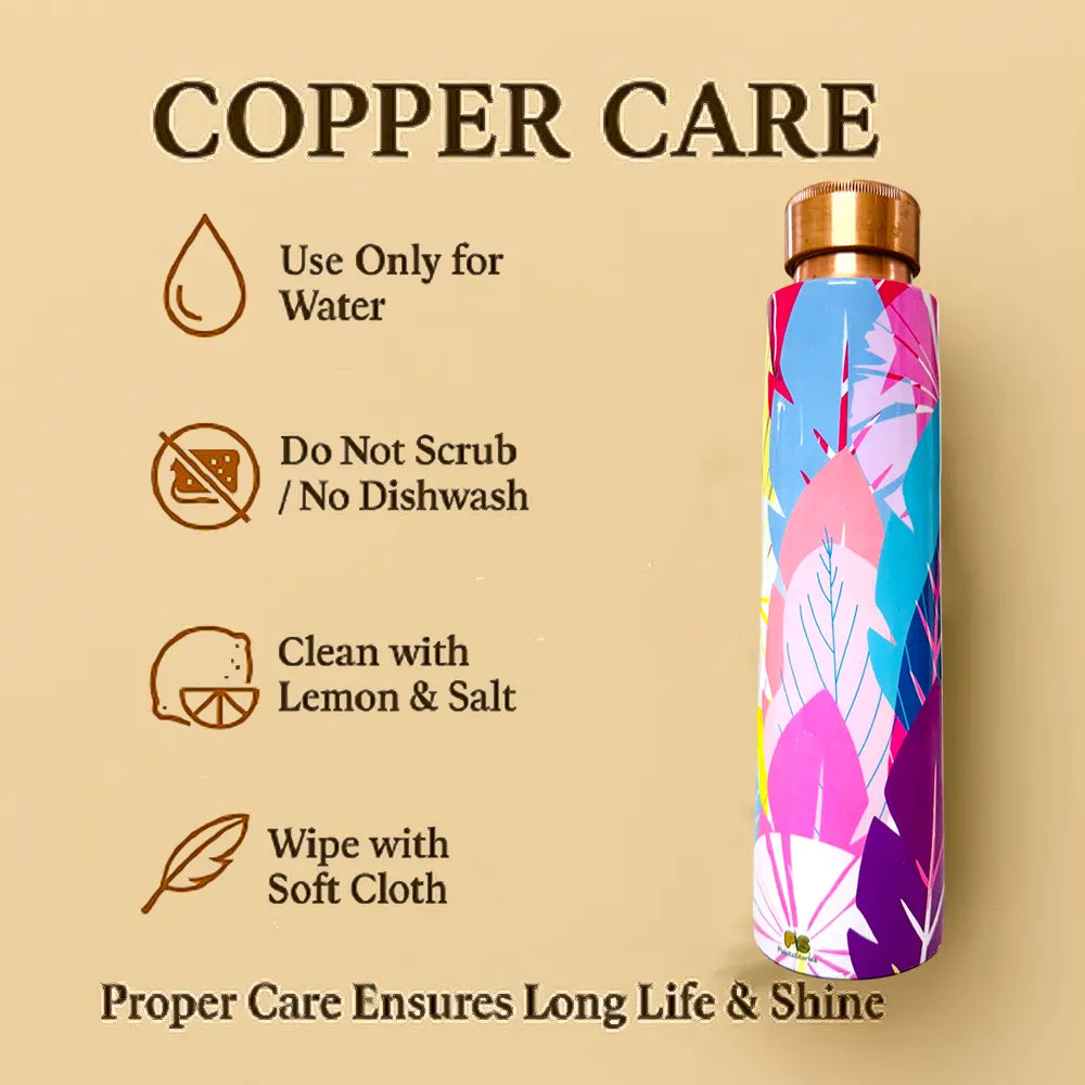 PAINTZSTORIES Cycle of Seasons Meena Print Copper Water Bottle | Handcrafted Tamba Bottle | Premium Copper Water Bottle for Home Décor, Office, Travel & Gifting | 900 ml
