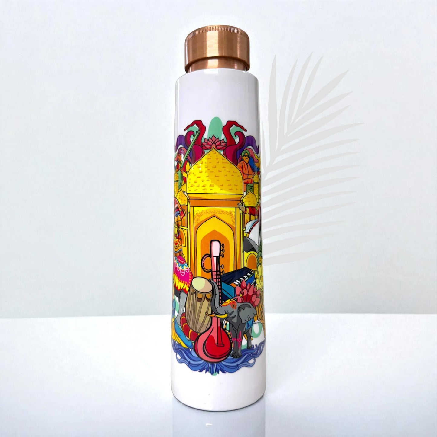 PAINTZSTORIES India's Rich Culture Meena Print Copper Water Bottle | Handcrafted Tamba Bottle | Premium Copper Water Bottle for Home Décor, Office, Travel & Gifting | 900 ml