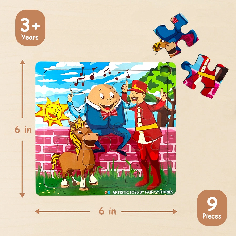 PAINTZSTORIES Rhymes & Stories Artistic Wooden Toy | Global Artists & Cultural Puzzles | Set of 4 Jigsaw Puzzles | 3+ Years | Educational Puzzle for Kids | Wooden Animal Puzzle | Size: 6x6 Inch