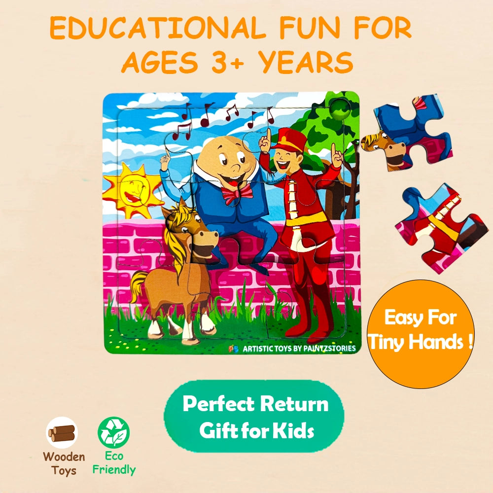 PAINTZSTORIES Rhymes & Stories Artistic Wooden Toy | Global Artists & Cultural Puzzles | Set of 4 Jigsaw Puzzles | 3+ Years | Educational Puzzle for Kids | Wooden Animal Puzzle | Size: 6x6 Inch