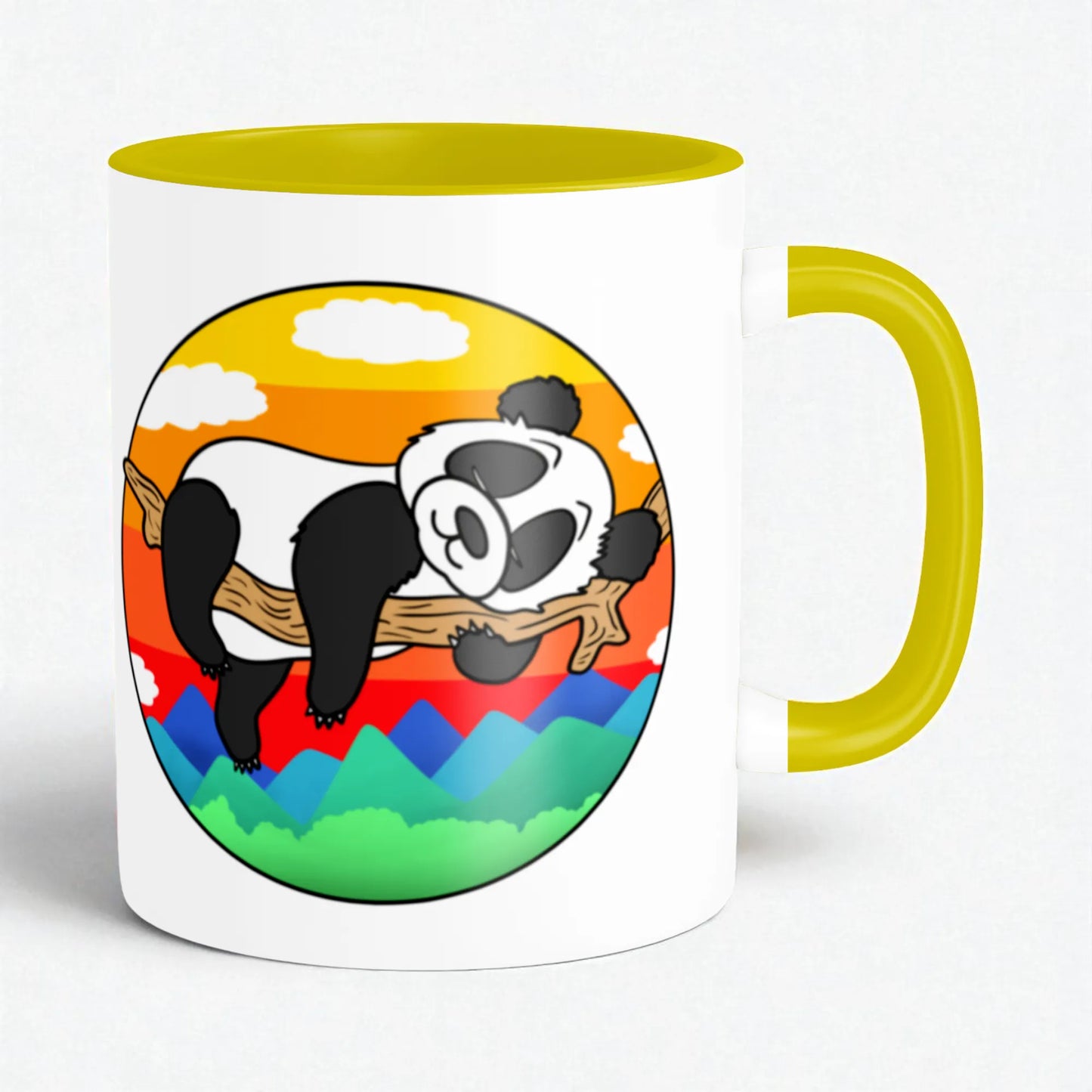 PAINTZSTORIES A Cute Panda Artistic Ceramic Coffee Mug with Digital Print by Global Artists | Durable Ceramic Cup for Coffee, Tea & Cold Beverages | Printed Mug for Birthday Gift | 350ml