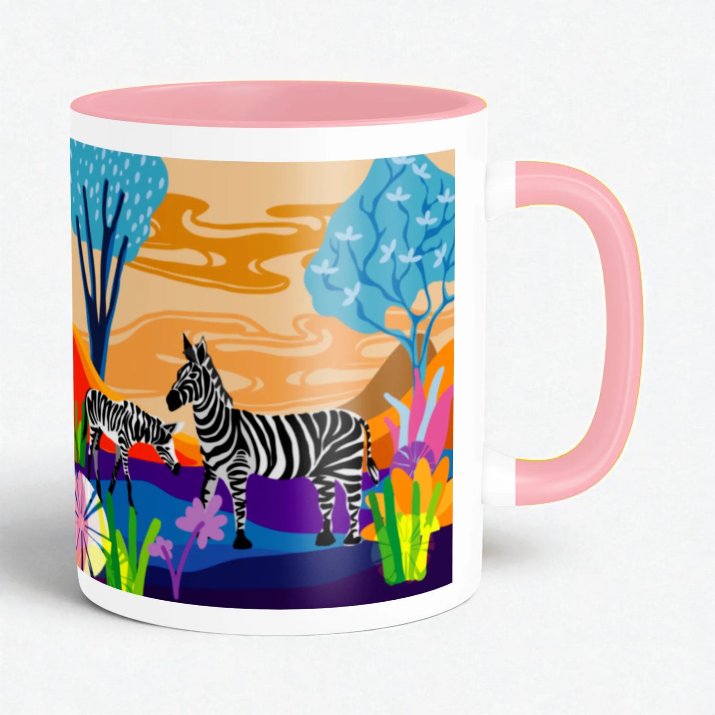 PAINTZSTORIES A Pair of Zebras Artistic Ceramic Coffee Mug with Digital Print by Global Artists | Durable Ceramic Cup for Coffee, Tea & Cold Beverages | Printed Mug for Birthday Gift | 350ml