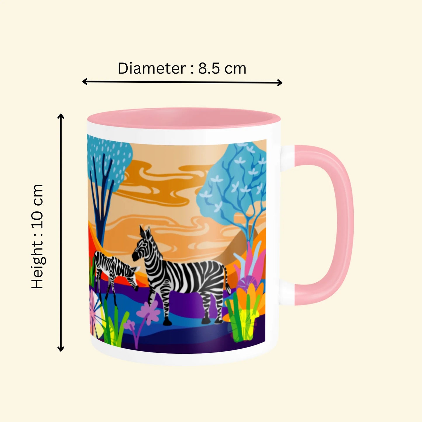 PAINTZSTORIES A Pair of Zebras Artistic Ceramic Coffee Mug with Digital Print by Global Artists | Durable Ceramic Cup for Coffee, Tea & Cold Beverages | Printed Mug for Birthday Gift | 350ml