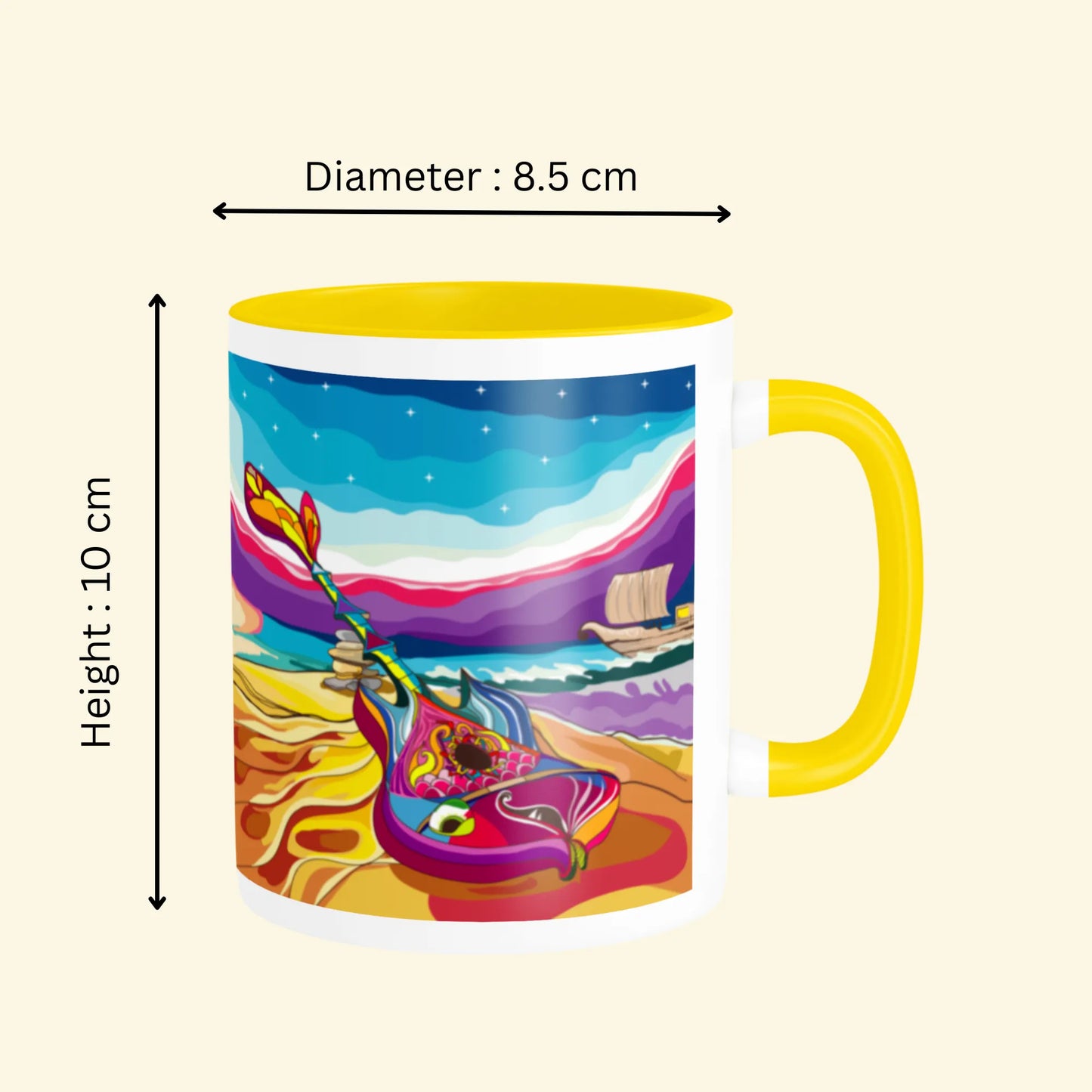 PAINTZSTORIES Harmonious Melodies Artistic Ceramic Coffee Mug with Digital Print by Global Artists | Durable Ceramic Cup for Coffee, Tea & Cold Beverages | Printed Mug for Birthday Gift | 350ml