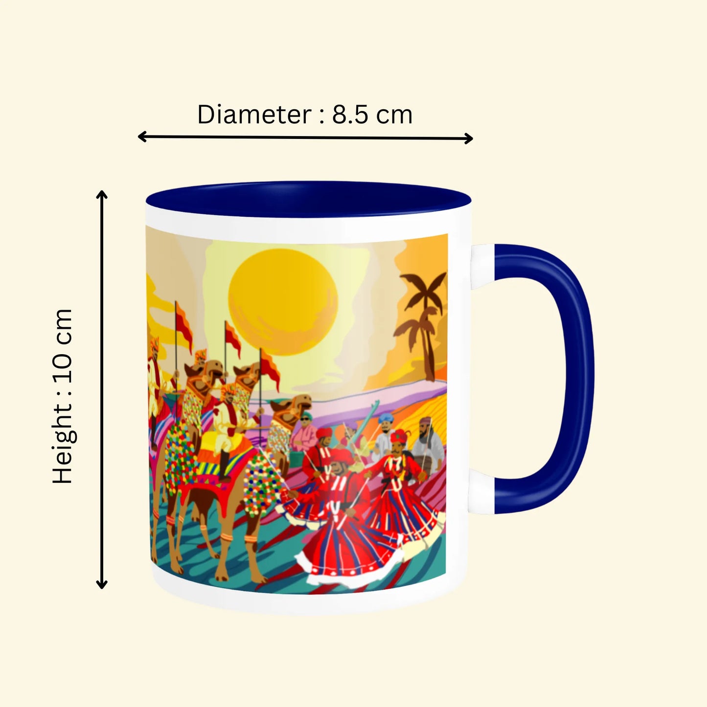 PAINTZSTORIES Jaisalmer's Royal Parade Artistic Ceramic Coffee Mug with Digital Print by Global Artists | Durable Ceramic Cup for Coffee, Tea & Cold Beverages | Printed Mug for Birthday Gift | 350ml