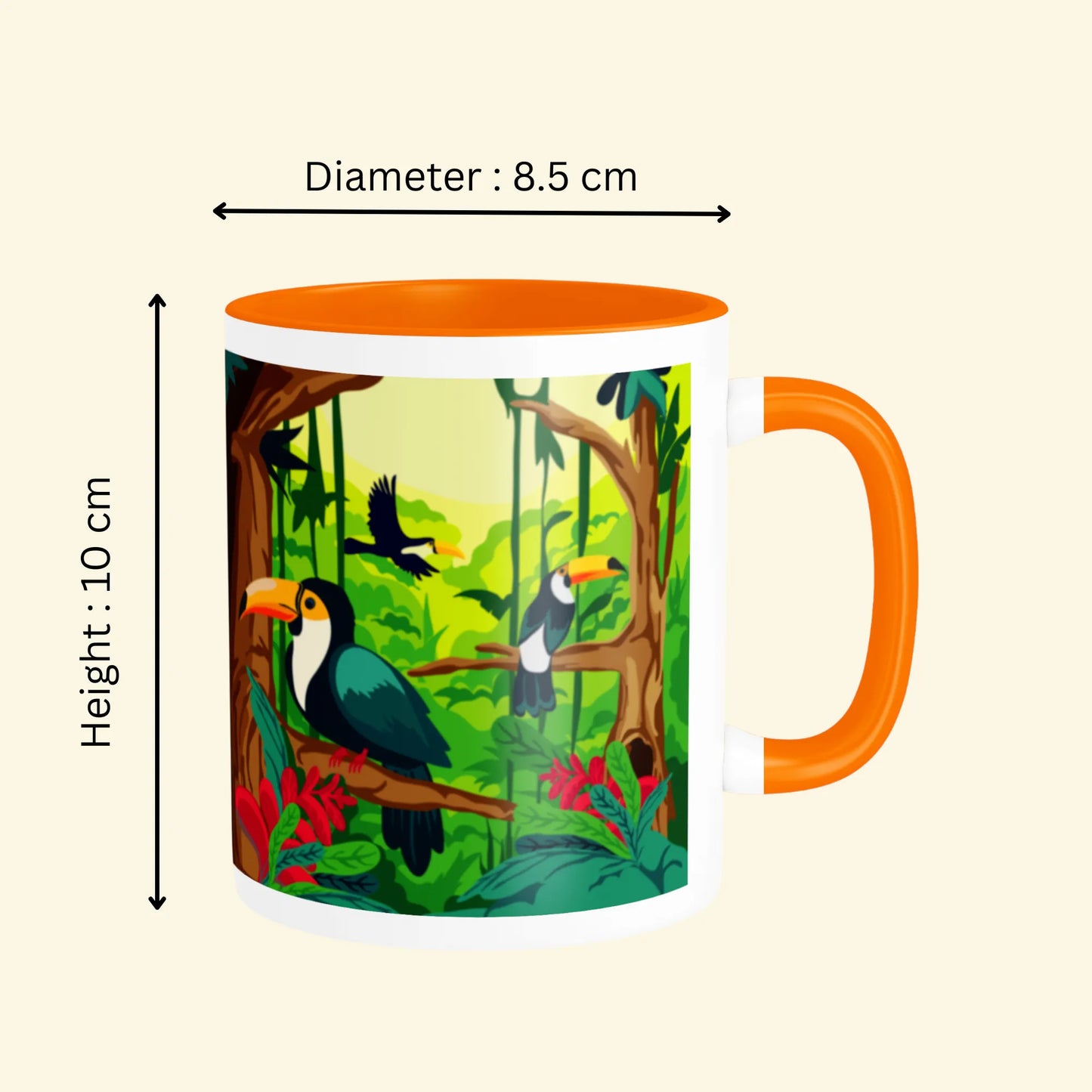 PAINTZSTORIES Toucan Serenity Artistic Ceramic Coffee Mug with Digital Print by Global Artists | Durable Ceramic Cup for Coffee, Tea & Cold Beverages | Printed Mug for Birthday Gift | 350ml