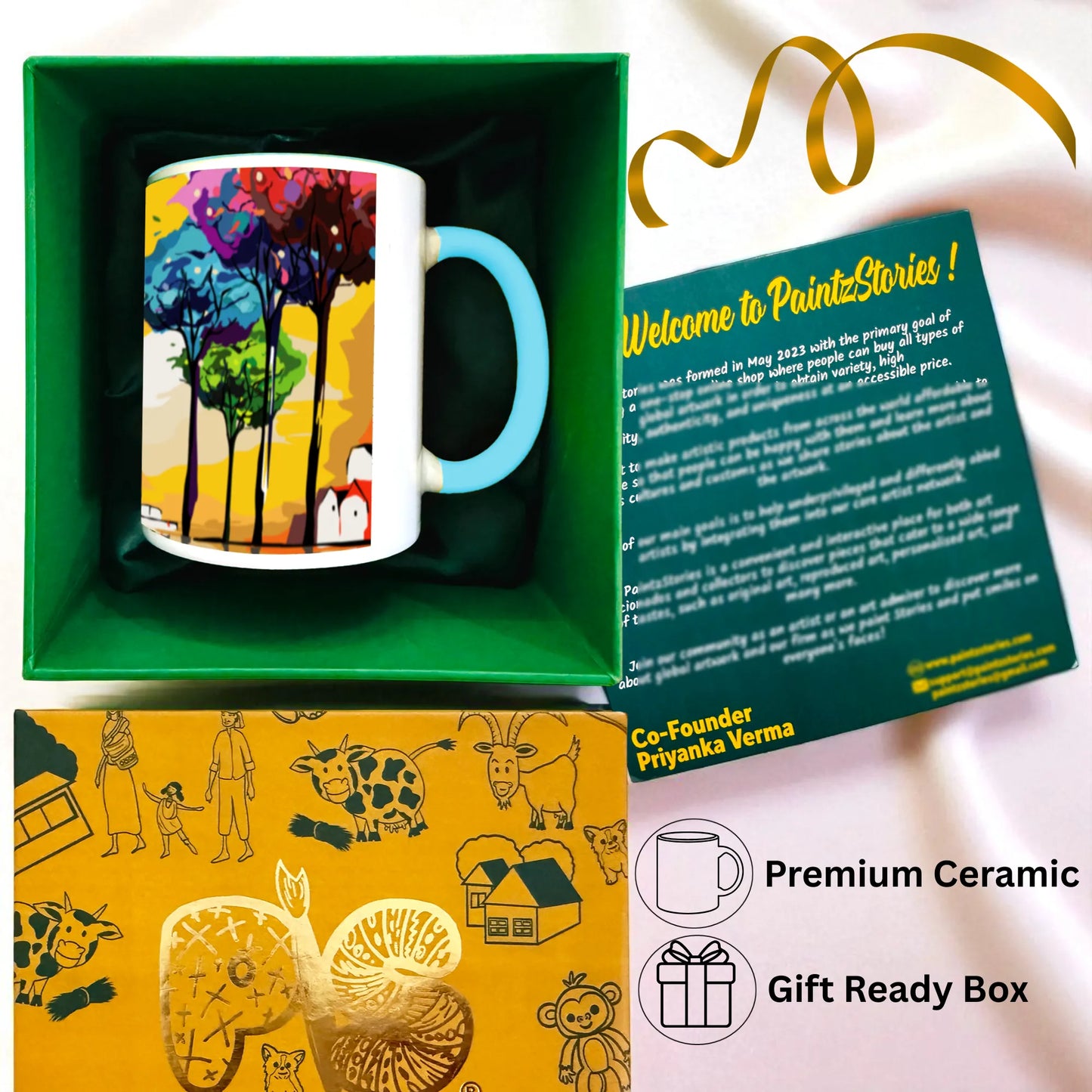 PAINTZSTORIES Twilight's Embrace Artistic Ceramic Coffee Mug with Digital Print by Global Artists | Durable Ceramic Cup for Coffee, Tea & Cold Beverages | Printed Mug for Birthday Gift | 350ml