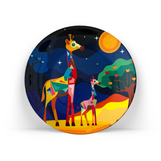 PAINTZSTORIES Decorative Wall Plate for Home Decoration | Ceramic Wall Art Plate | Wall Decor items for Living Room & Bedroom | Handmade Artwork Gentle Giants | Gift for house | 10 INCH