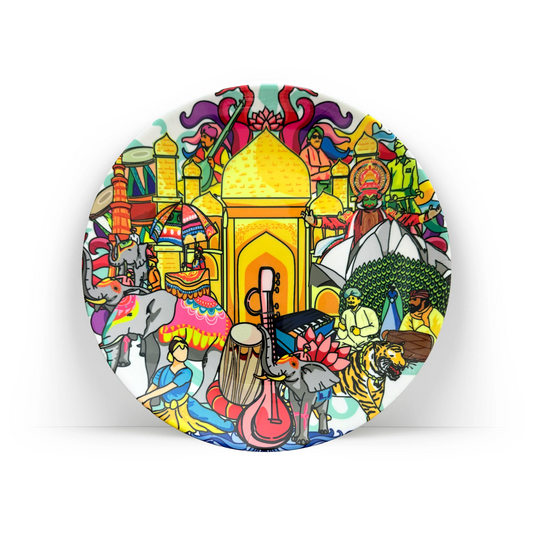 PAINTZSTORIES Decorative Wall Plate for Home Decoration | Ceramic Wall Art Plate | Wall Decor items for Living Room & Bedroom | Handmade Artwork India's Rich Culture | Gift for house | 10 INCH