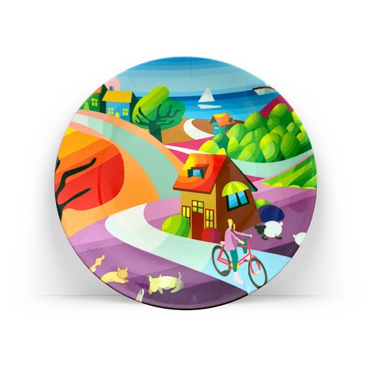 PAINTZSTORIES Decorative Wall Plate for Home Decoration | Ceramic Wall Art Plate | Wall Decor items for Living Room & Bedroom | Handmade Artwork Serenade On The Hilltop | Gift for house | 10 INCH