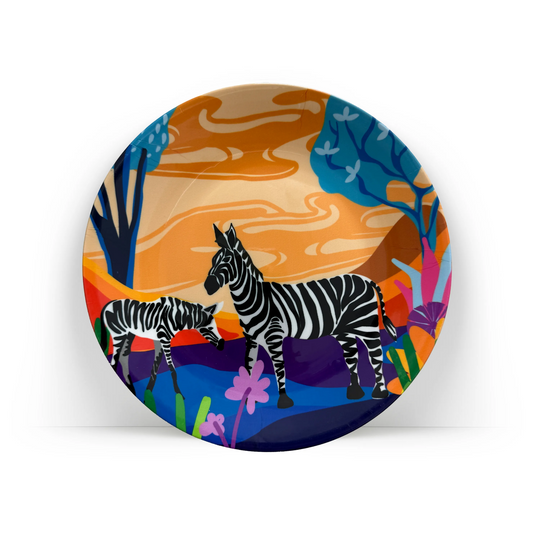 PAINTZSTORIES Decorative Wall Plate for Home Decoration | Ceramic Wall Art Plate | Wall Decor items for Living Room & Bedroom | Handmade Artwork Serenity Stripes | Gift for house | 10 INCH