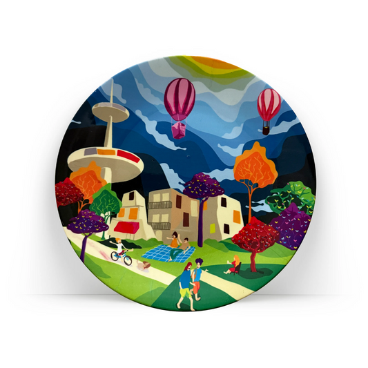 PAINTZSTORIES Decorative Wall Plate for Home Decoration | Ceramic Wall Art Plate | Wall Decor items for Living Room & Bedroom | Handmade Artwork Sunday Bliss | Gift for house | 10 INCH